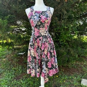 Kamisato by Geary‎ Roark Vintage 80's Floral Sundress Cottage Fit and Flare Sz 6